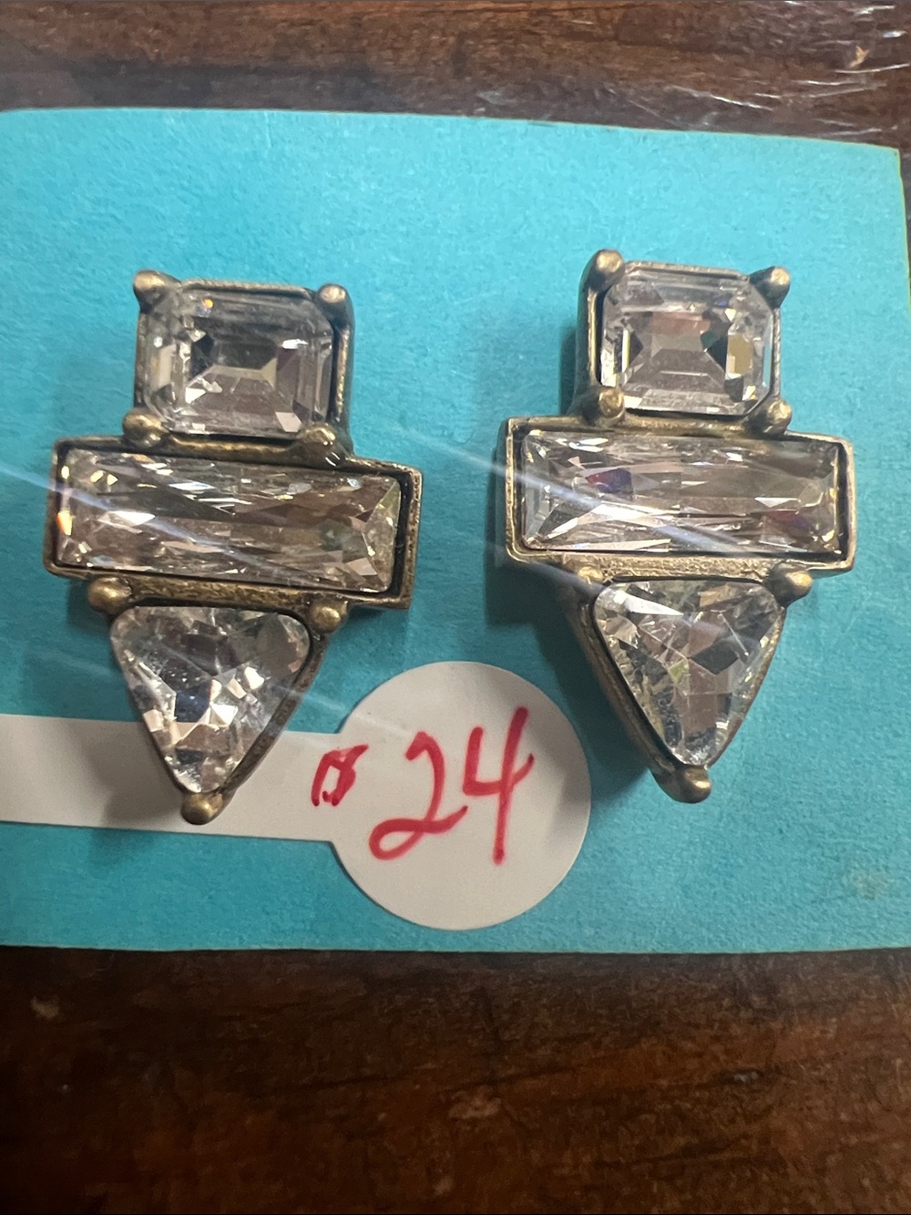 Silpada Silver-Tone Clear Crystal Geometric Drop Earrings